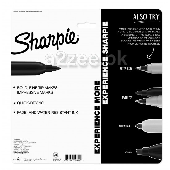  Sharpie Stationery - Fine Tip Permanent Markers, Color Burst, Assorted, 24 CT